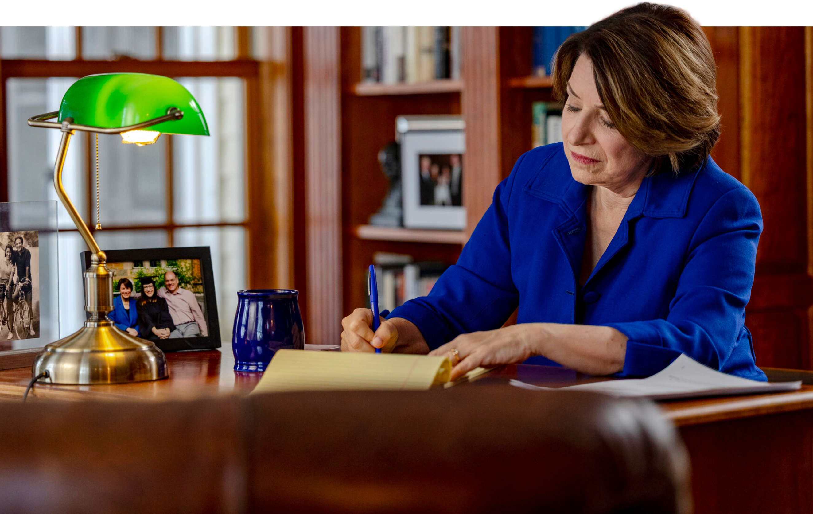 Amy Klobuchar headshot working at a Minnesota office.